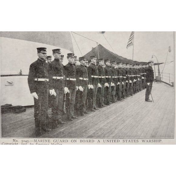 Navy Ship Postcard Marine Guard On Board US Warship Naval 1907 Ser 5045 Unused - Picture 1 of 4